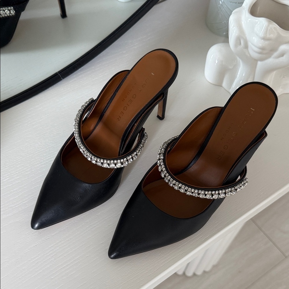 Kurt Geiger Black Heels with Rhinestone Accents